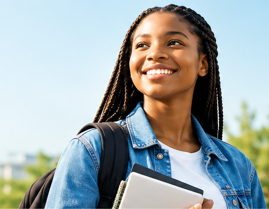 Smiling young professional holding a laptop